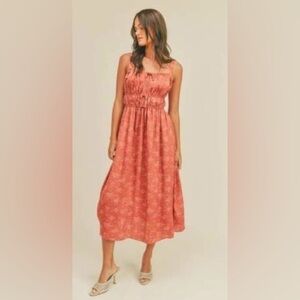 LUSH Marsala Dots Mi­di Dress